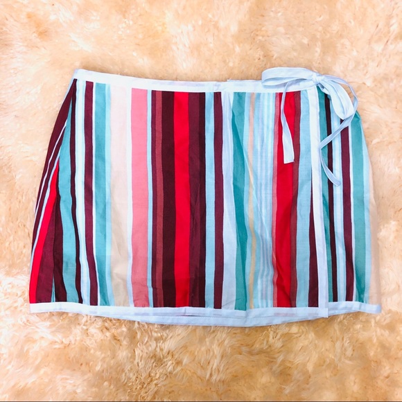 EXPRESS brand striped colorful wrap mini skirt - Picture 2 of 5